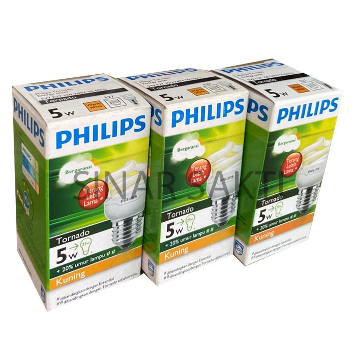 PHILIPS (BUNDLING 3 PCS) LAMPU TORNADO 5 WATT WW - CDL