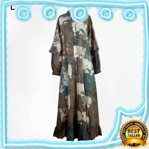 A Line Dress D03 Gamis Jumputan Katun Micro Tiedye Rempel