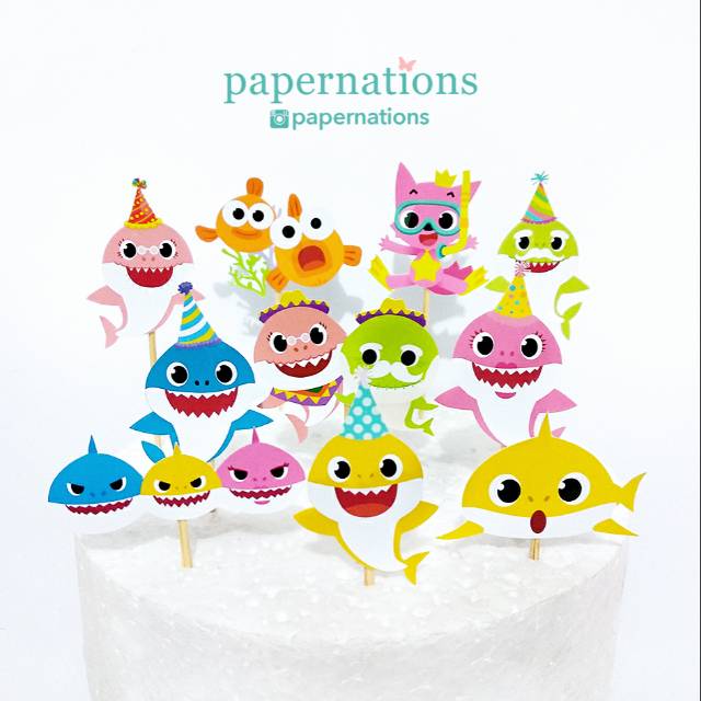 Cupcake Topper Baby Shark / Topper Baby Shark / Cake Topper Baby Shark / Topper Kue Baby Shark