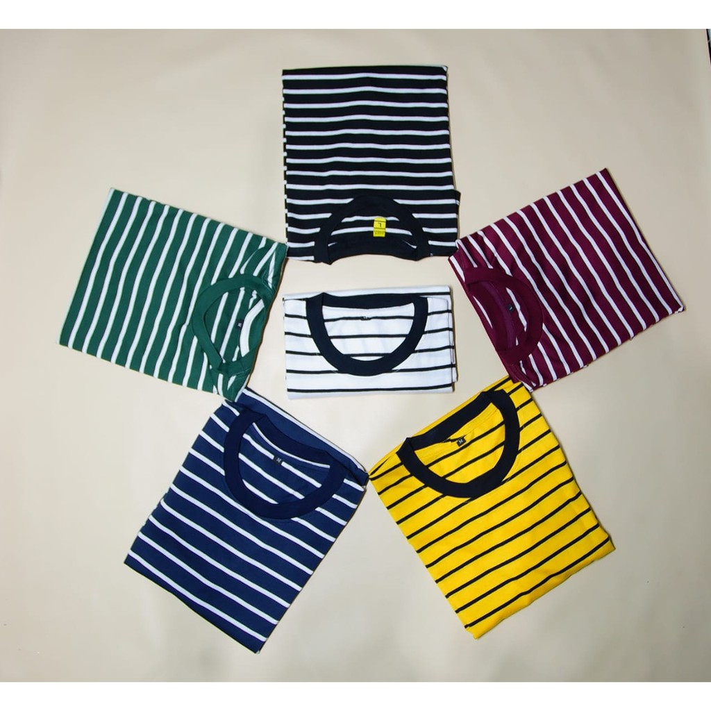 PAKETAN RANDOM KAOS STRIPE 20pcs MEDIUM BOLD | Cotton 30s KHUSUS RESELLER