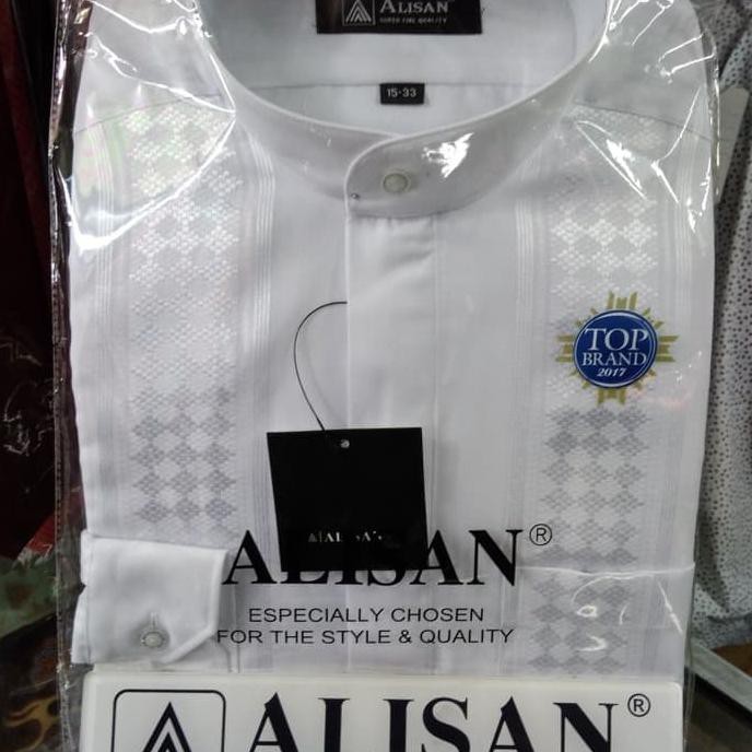 Baju koko alisan putih lengan panjang(reguler fit)