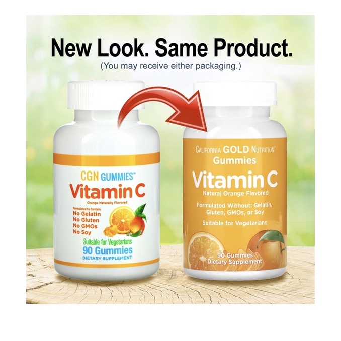 California Gold Nutrition CGN Vitamin C Gummies Natural Orange Flavor Gelatin Free