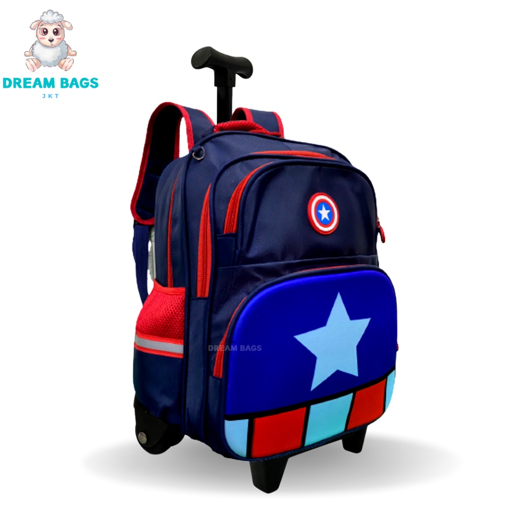 Ransel Troli Anak SD Capten  - Tas Troli Anak Laki Laki Karakter - Tas Trolley - Tas Troli Anak Cowok