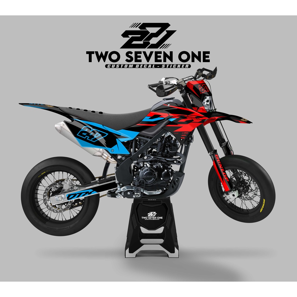DECAL STICKER MOTOR DTRACKER VARIASI HITAM MERAH BIRU FULL BODY BEBAS DESAIN FULL CUSTOM