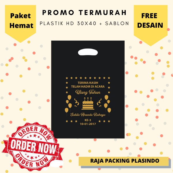 Plastik Sablon HD Plong Uk 30x40 Free Desain  (Harga per 1pcs) Plastik Sablon Plastik / Plastik packing / plastik