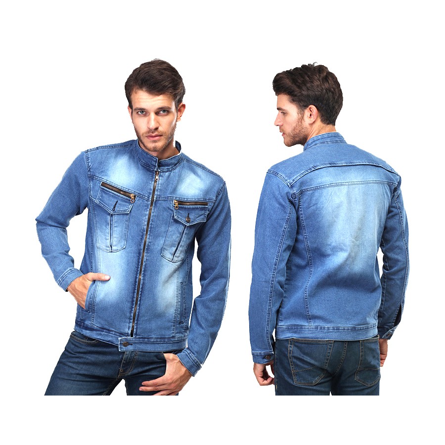 JAKET JEANS MOTOR RACING SPORT BIRU WASH DISTRO INFCL ORIGINAL