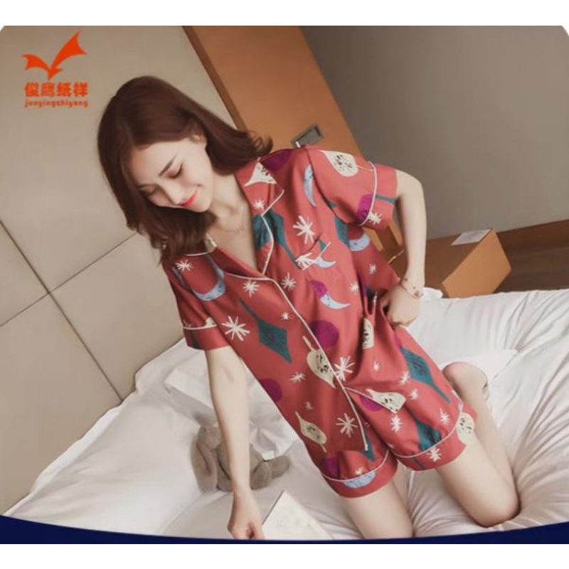 BAJU TIDUR WANITA SATIN IMPORT / PIYAMA WANITA STELAN PENDEK SATIN