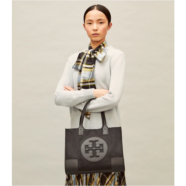 Original TB 34cm Waterproof Nylon with Leather Material 34CM Women's Shoulder Bag Tote Shopping Bag