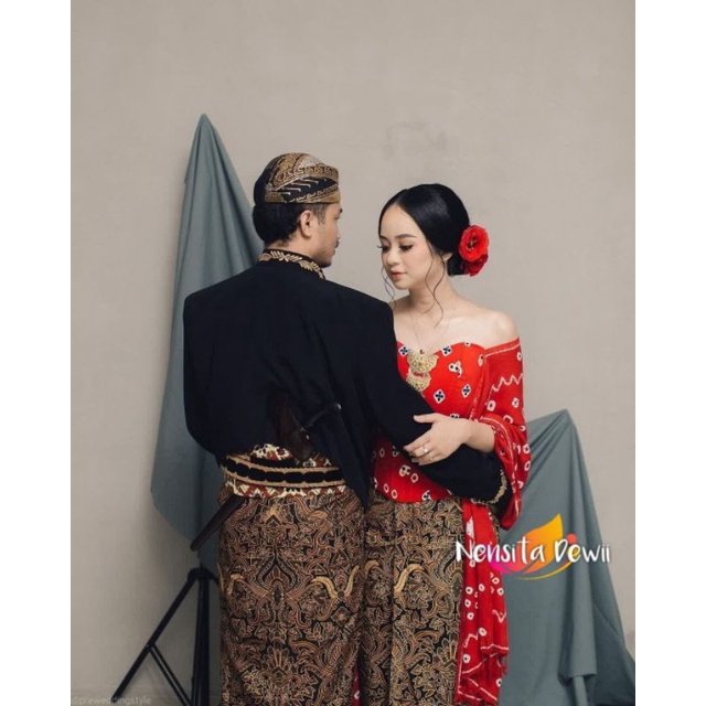 Set Baju Prewed - Basahan / Baju Couple Adat Jawa, Motif Jumputan