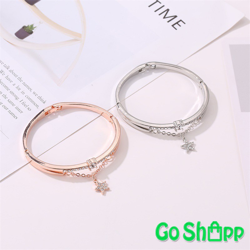 Gelang Wanita Diamond Titanium Premium Rose Gold Anti Karat - Gelang Bangle Fashion Wanita [GL01]