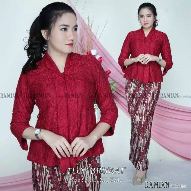 Set Kebaya Floy Brukat / Kebaya Wisuda/ Kebaya Kutu Baru / Kebaya Pesta