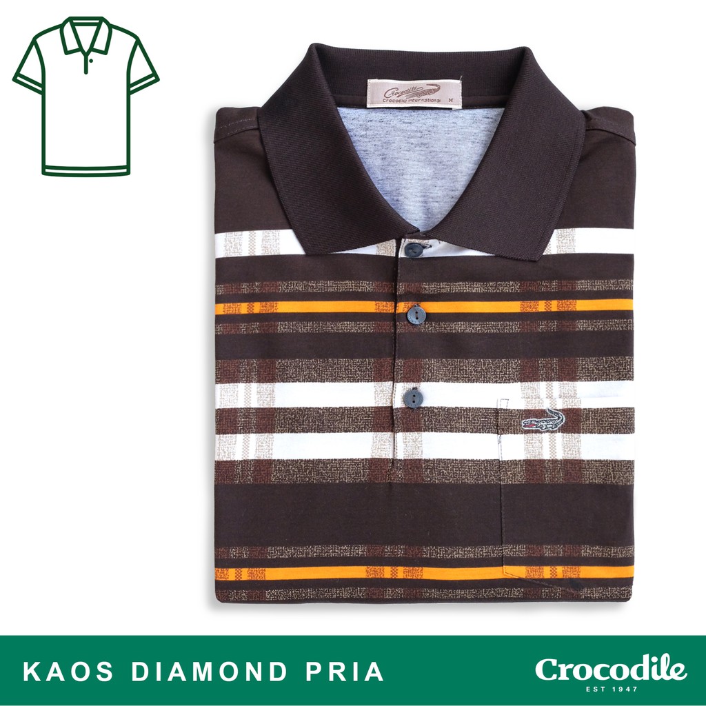 Crocodile DIAMOND 1657 Brown - Baju Kaos Kerah Pria Men Polo Original Relax fit - Bahan Katun