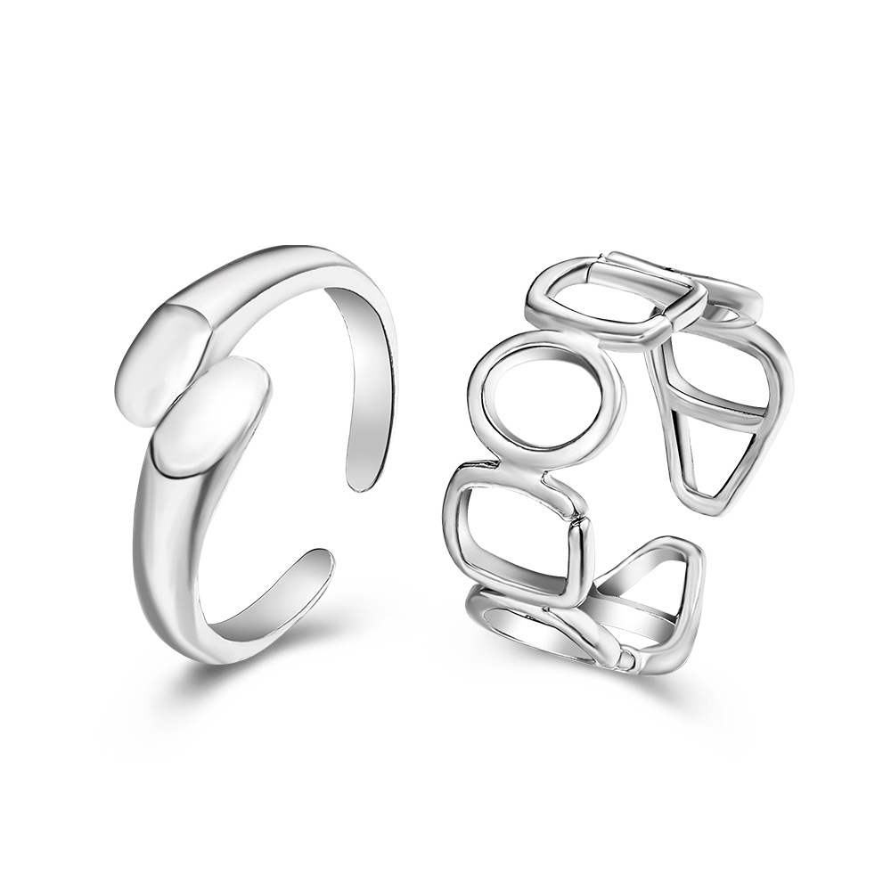 2pcs/set Elegant Rings Set Adjustable Simple Design Ring for Women Fashion Accessories Jewelry