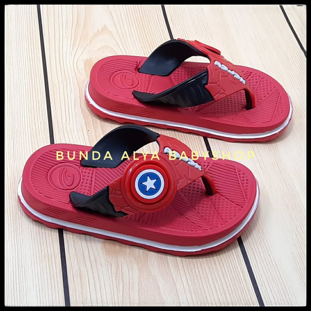 Sendal Anak Laki Laki Jepit Usia 6 7 Tahun Karet Motif Star - Sandal Jepit Anak Cowok Karet Anti Licin MERAH Size 30 -35