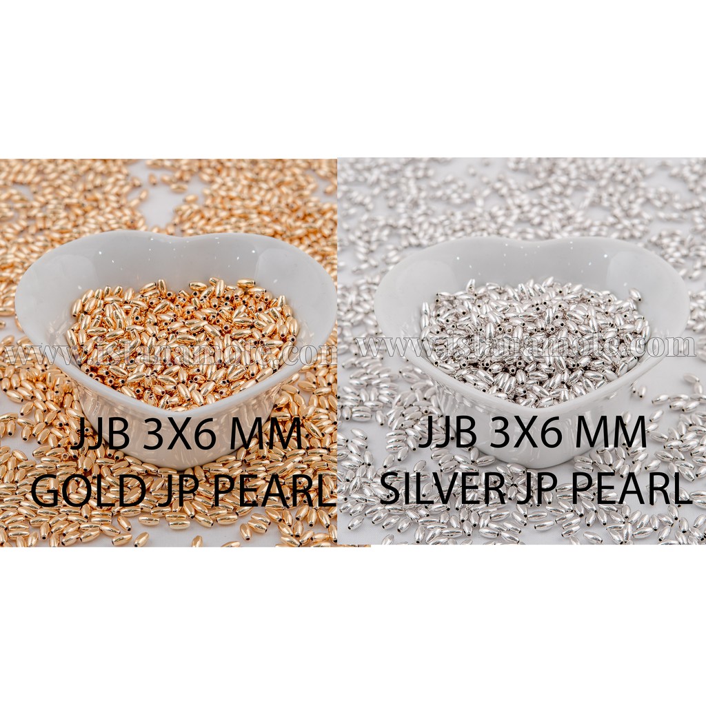 Mutiara jepang MGB 50 gram jujube padi 3x6 gold / silver / white / kiska