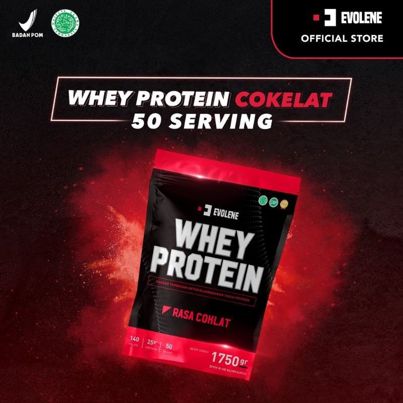 

WHEY PROTEIN EVOLENE 50 SERVING SUPLEMEN PROTEIN HALAL FITNESS BPOM