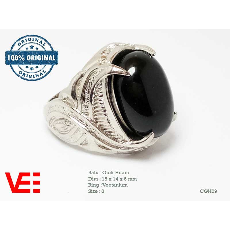 VeE Cincin Pria Batu Giok Hitam - Batu Akik CGH09