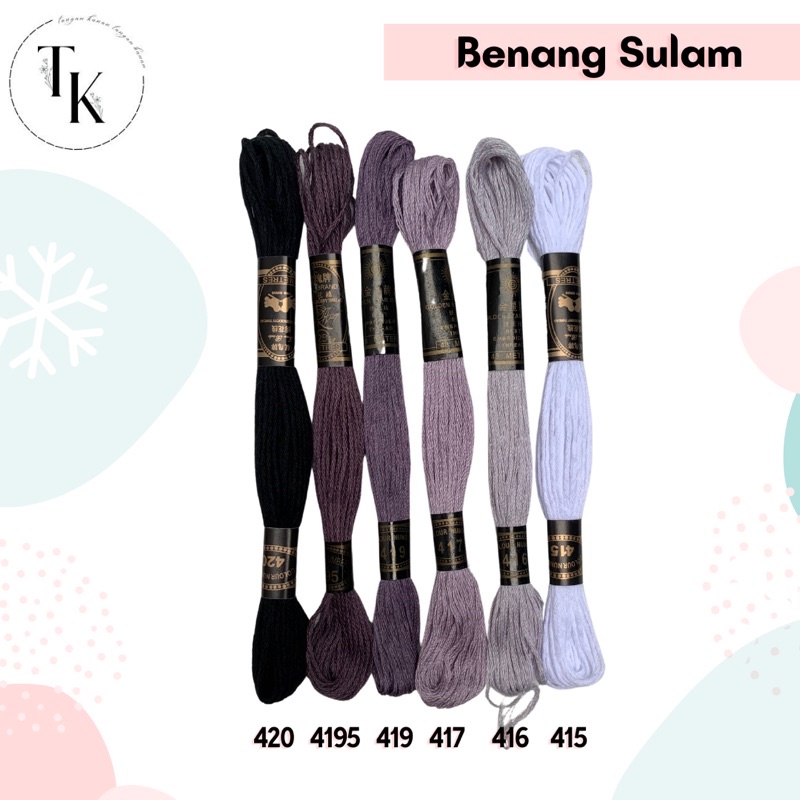 Benang Sulam Rose Brand - Hitam / Abu / Off White