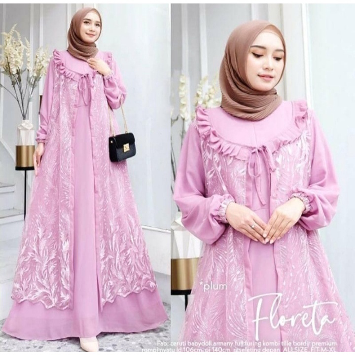Gamis Wanita Brukat Floreta Maxi Gamis Busui Gamis Dress Gamis Jumbo Gamis Kekinian Gamis Ceruty Gam