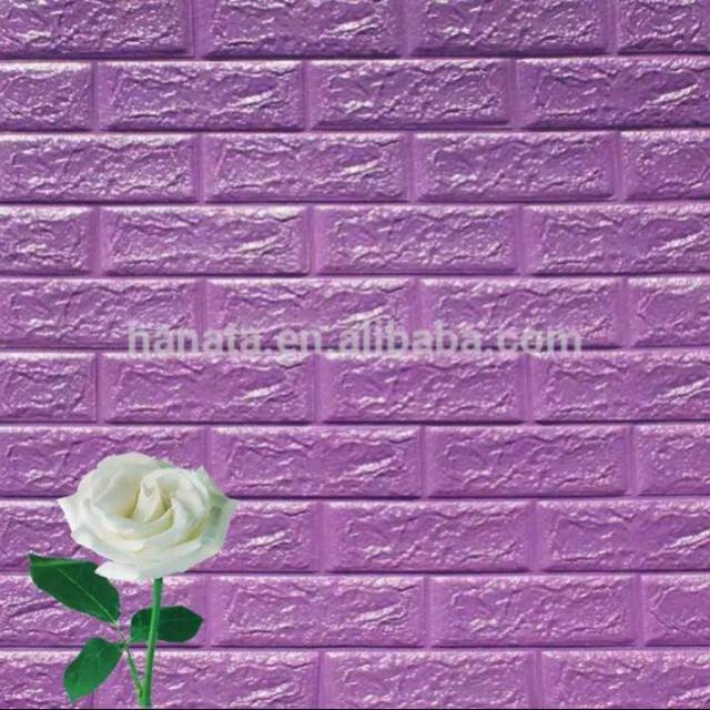 Wallpaper 3D Foam Batu Bata Ukuran 70x77cm wall sticker - Ungu Tua