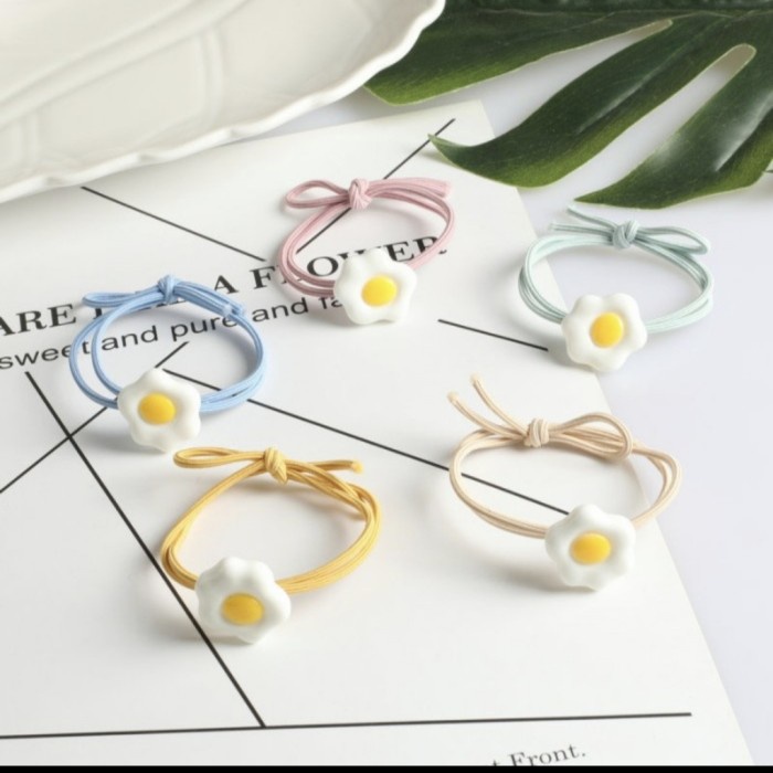 BISA COD-F83 Ikat Rambut Motif Telur / Karet Rambut Lucu Imut Unik Korea Murah