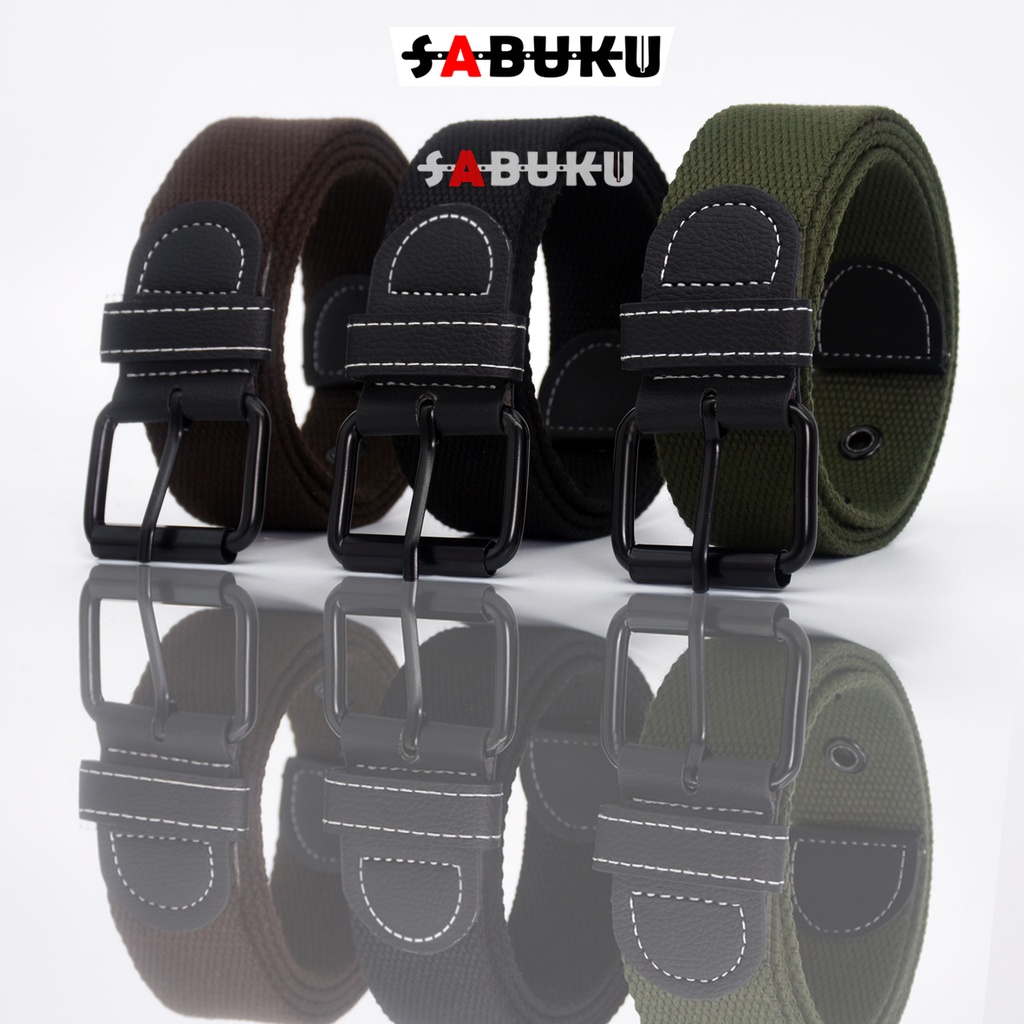 Ikat Pinggang Pria Sabuk Katun Canvas Polos Gesper Pria Men Belt - 038