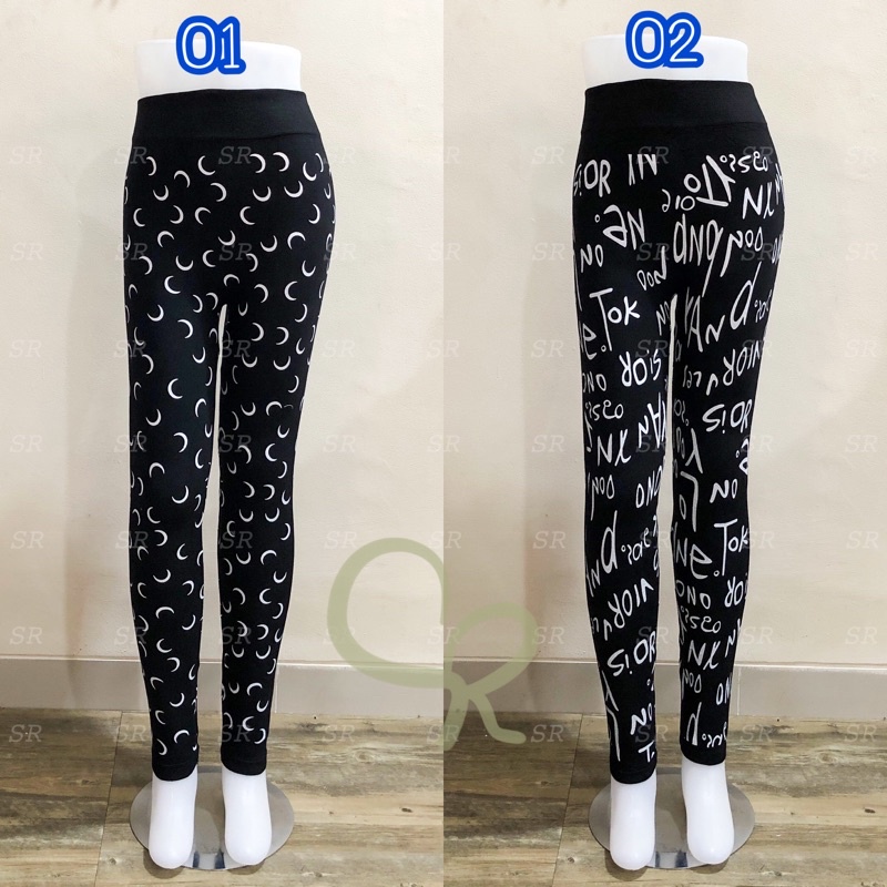 Celana Legging Fullprint Import Wanita Motif Bulan Grafitti Softkatun Melar Jumbo