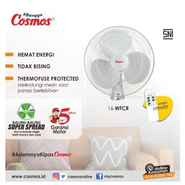 Kipas Angin Dinding Cosmos Wall Fan 16-WFCR | 16WFCR 16 Inch Remote