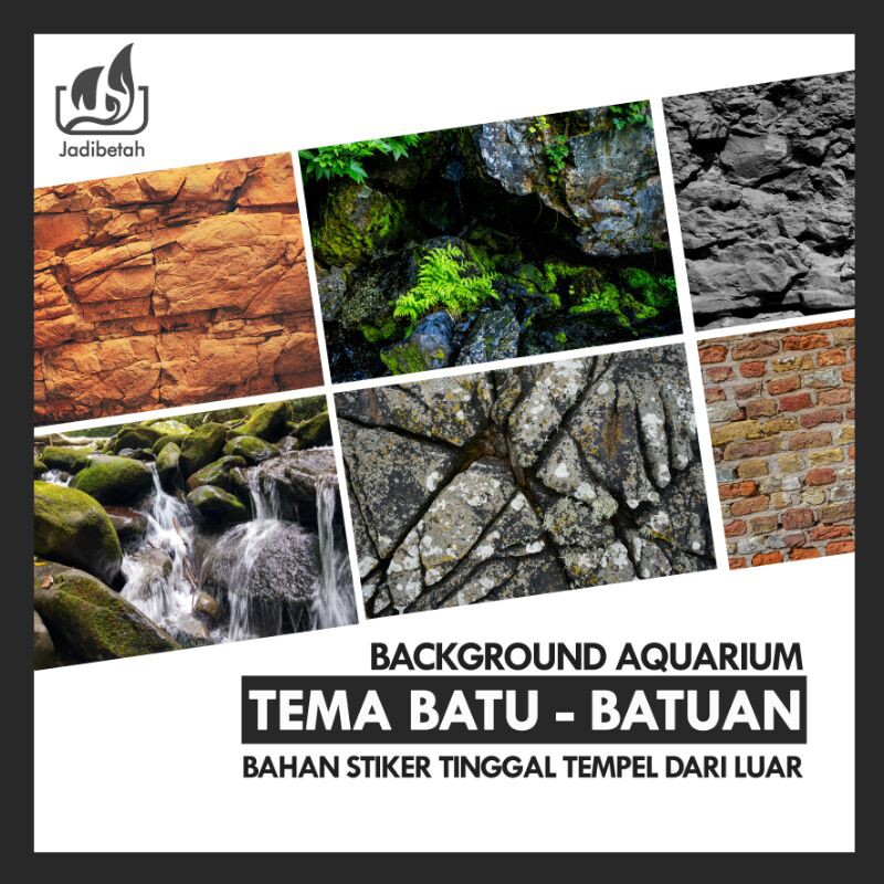 Stiker Background Aquarium Tema Batuan