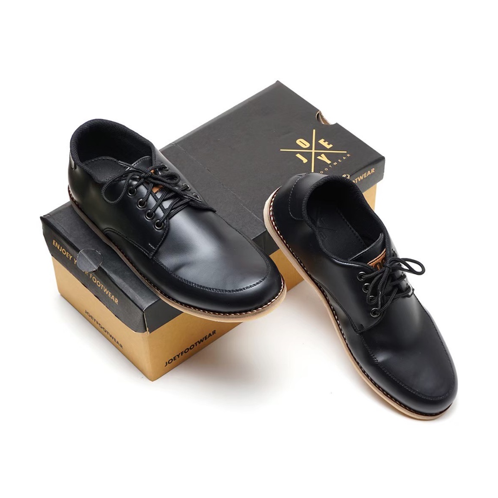 GAIN BLACK ORIGINAL x JOEY Sepatu Formal Hitam Tali Pria Pantofel Kerja Kantor Dinas Resmi Guru Kantoran Wisuda Kuliah Pesta Pernikahan Kondangan Nikah Undangan Wedding Modern Oxford Casual Derby Semi Kulit Premium JYF Footwear Keren Terbaru Kekinian