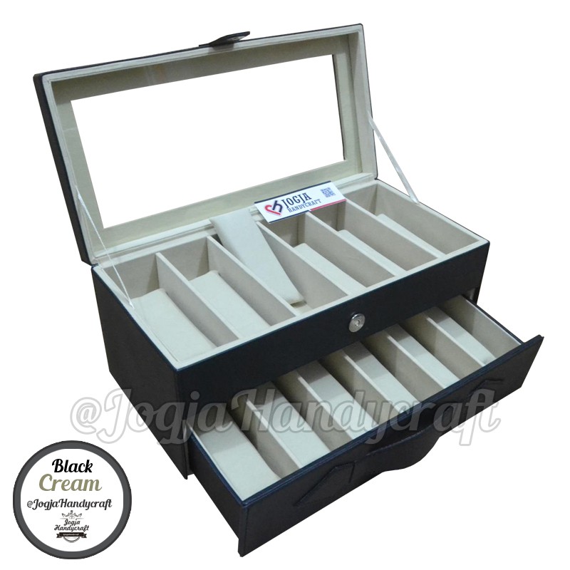 Kotak Tempat Kacamata Isi 12 / Glasses Box organizer  - Black Cream