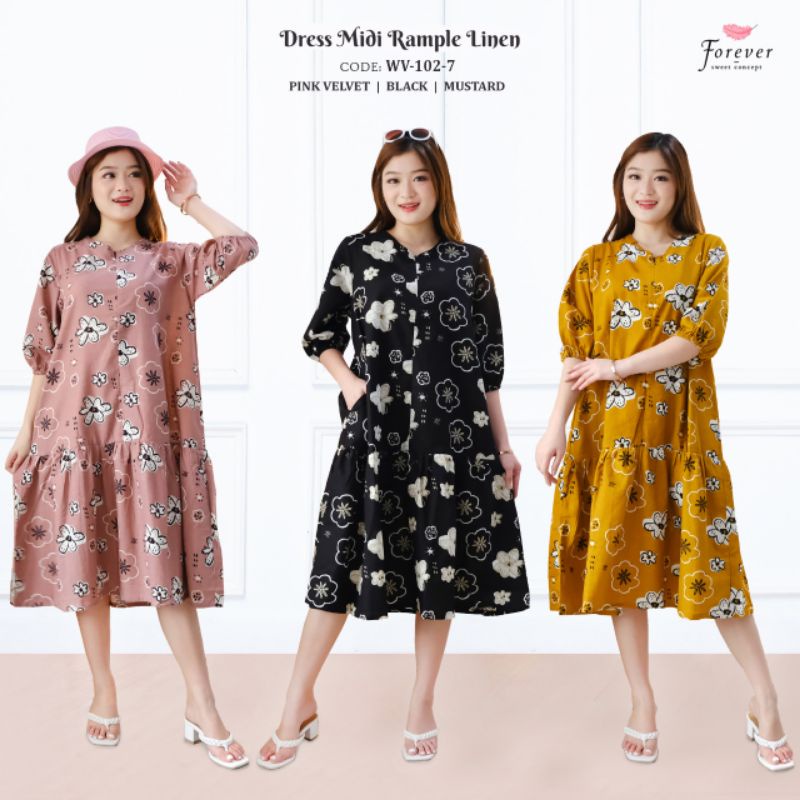 DRESS MIDI KATUN STRETCH BLACK LABEL FOREVER SWEET CONCEPT