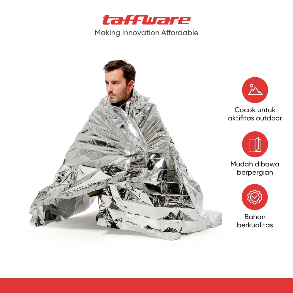 TaffSPORT Selimut Darurat Emergency Blanket Thermal Insulation Penghangat Badan - SL03-001 - Silver