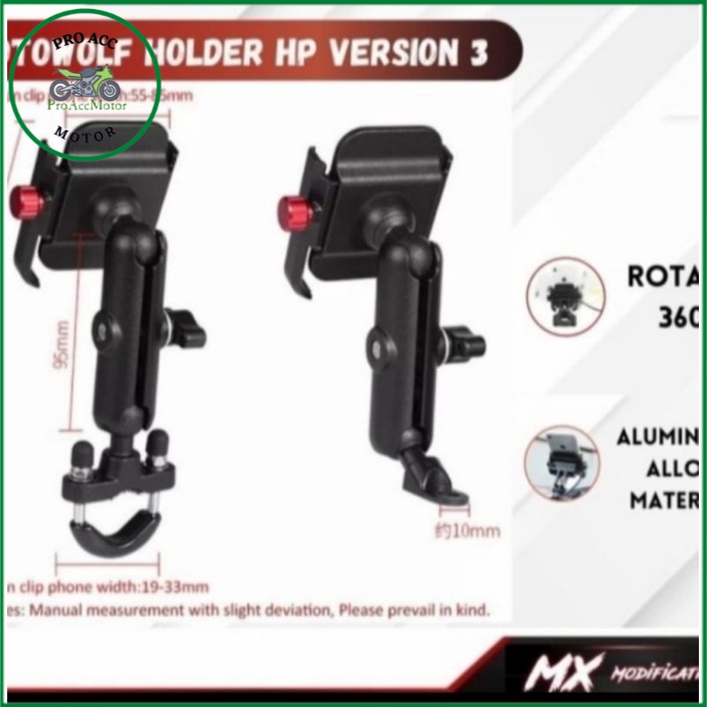 motowolf V3 holder HP GPS motor ADV 150 XMAX PCX AEROX NMAX LEXI NEW NMAX SCOOPY VIXION CB150 (COD)