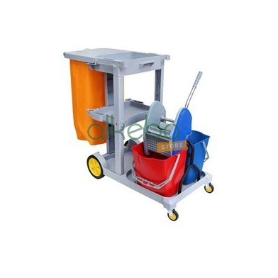 janitor cart with double bucket / multipurpose cleaning cart / trolley