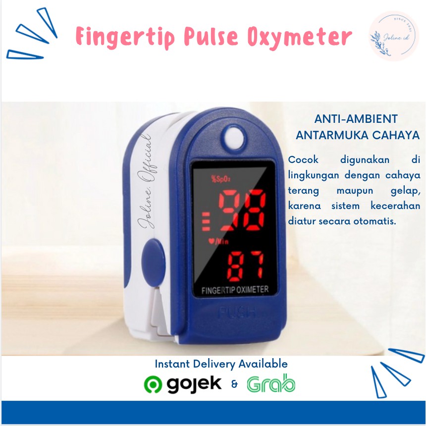 Fingertip Pulse Oxymeter / Fingertip Pulse Oximeter Bersertifikat / Alat Pengukur Oksigen Dalam Darah  &amp; Detak Jantung