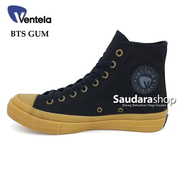 Unik Sepatu Ventela BTS Gum Black High / Ventela BTS Black Gum High - 39 Murah