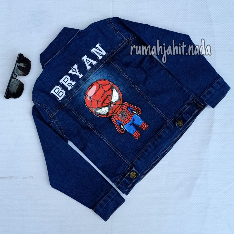 (SIZE BESAR) Jaket jeans costum nama karakter