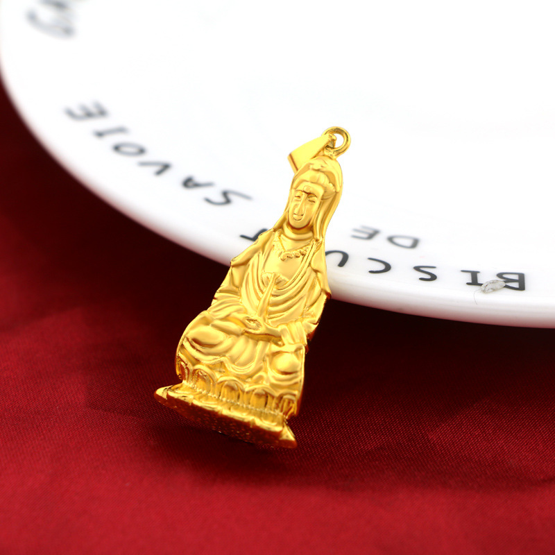 Kalung Emas Asli Kadar 375 Dengan Liontin Guanyin Untuk Pria