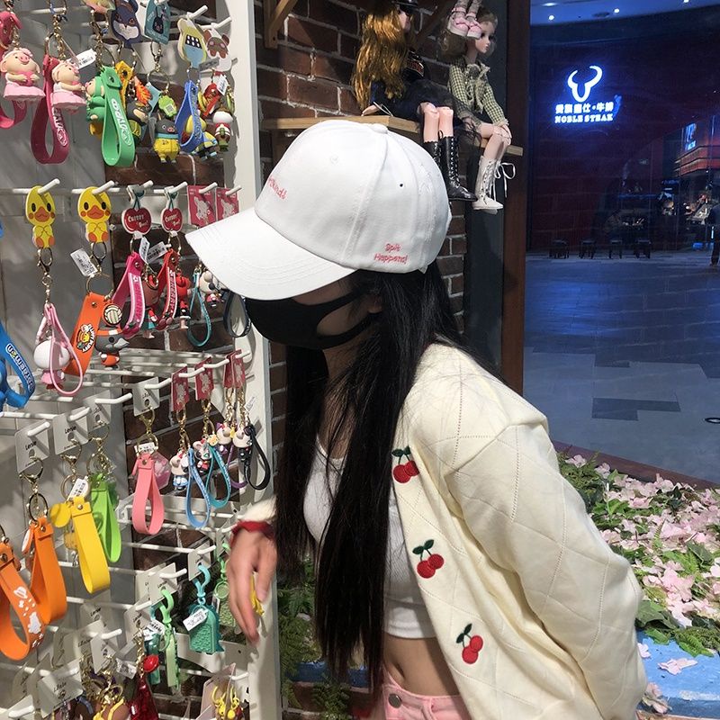 Topi Baseball Motif Bordir Tulisan Gaya Korea