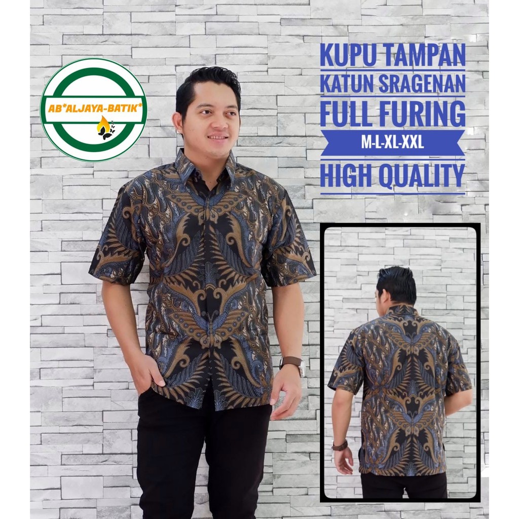 KUPU TAMPAN Kemeja Batik Pria Lengan Pendek FULL FURING Batik ALJAYA