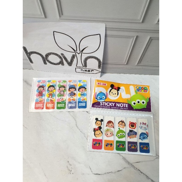 pembatas buku plastik/post it plastik/bookmark/sticky note PLASTIC-Tsum-Tsum/CHIBI