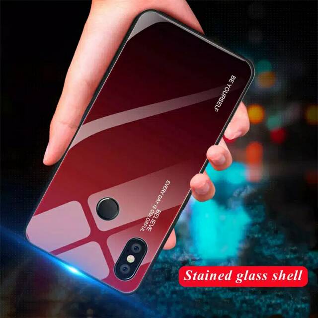 Case glass aurora gradasi oppo reno redmi note 8 ip xr max pro m2 oppo reno