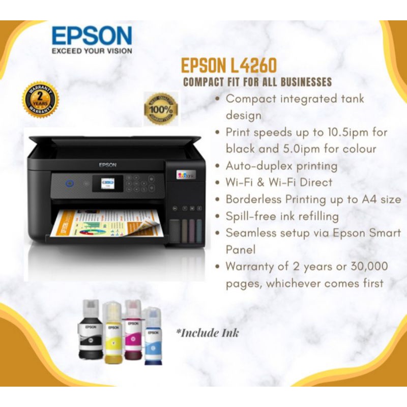 printer epson L4260 garansi resmi include tinta original