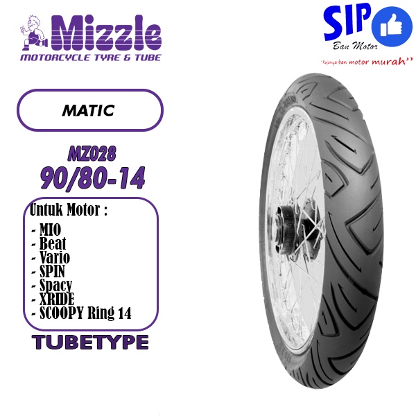 Ban motor matic TUBETYPE Mizzle MZ028 90 80 14 beat mio vario