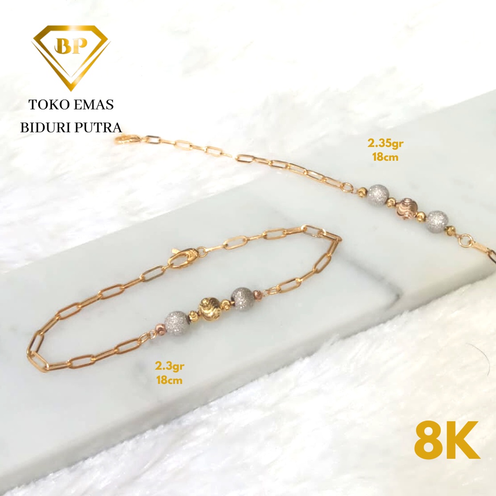 Gelang Oval Butterfly Perhiasan Emas Asli Kadar 8K/375 toko emas biduri putra