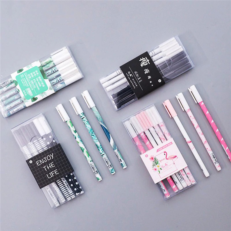 

INDORETAIL | 6 Pcs Cute Kawaii Flamingo Sakura Gel Pena untuk Menulis Tahan Lama Hitam Tinta Tanda