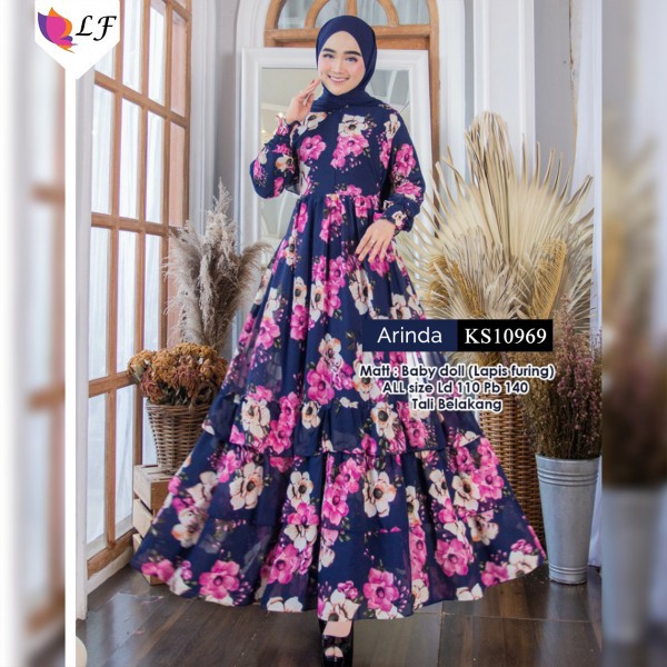 Gamis muslim arinda/baju muslim solo/gamis solo/dress muslim