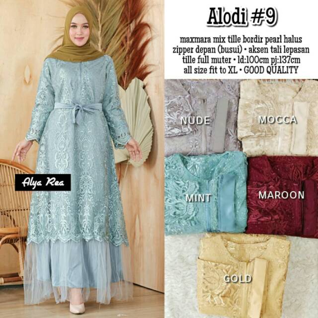 Alodi #9 Gamis tile mewah mat maxmara mix tile bordir pearl busui full tile muter
