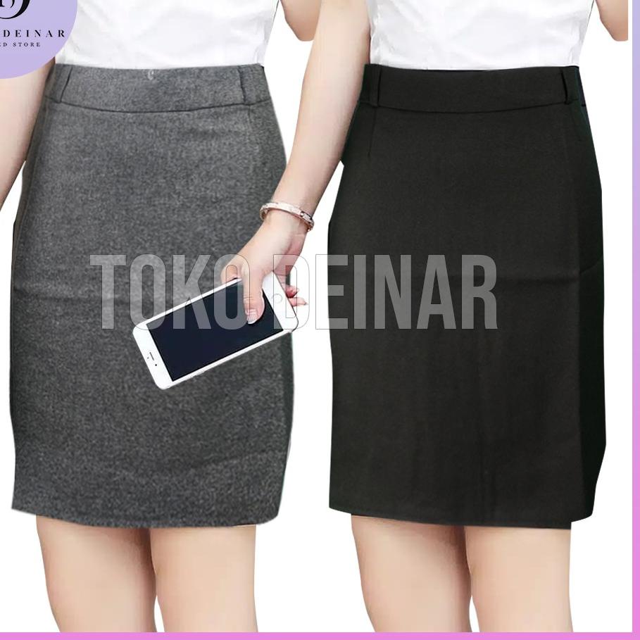 ➣ Rok Span Pendek Wanita Hitam dan Abu Ukuran S M L XL Bahan Gabardine Premium Mini Skirt Polos / Ke